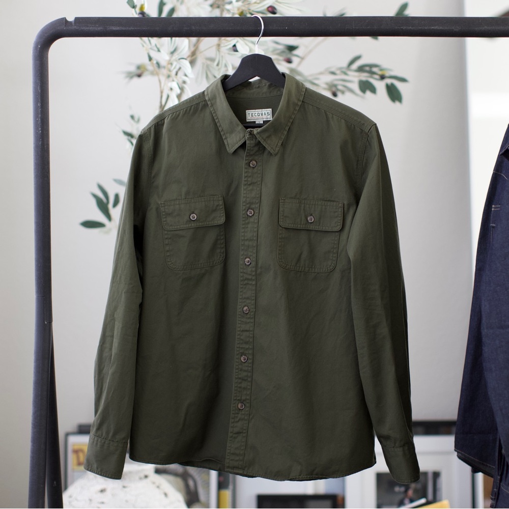 Mens Tecovas Green Button Up (L)